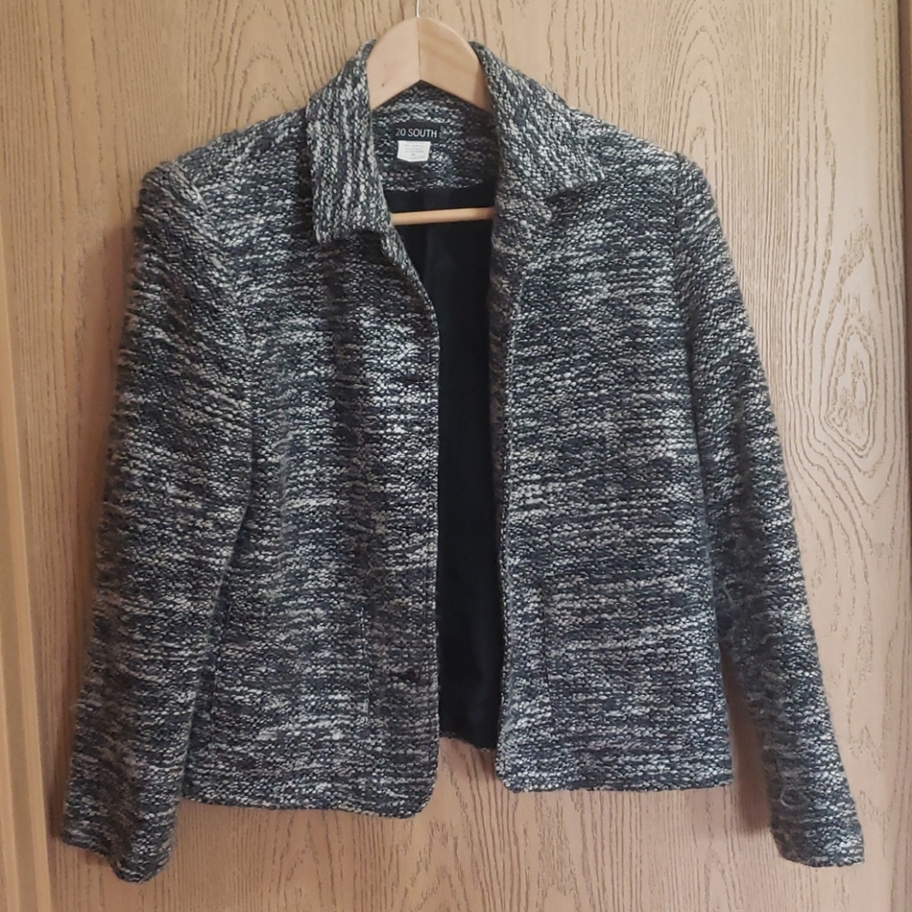 20 South 3 button variegated gray blazer jacket Sixe Large petite